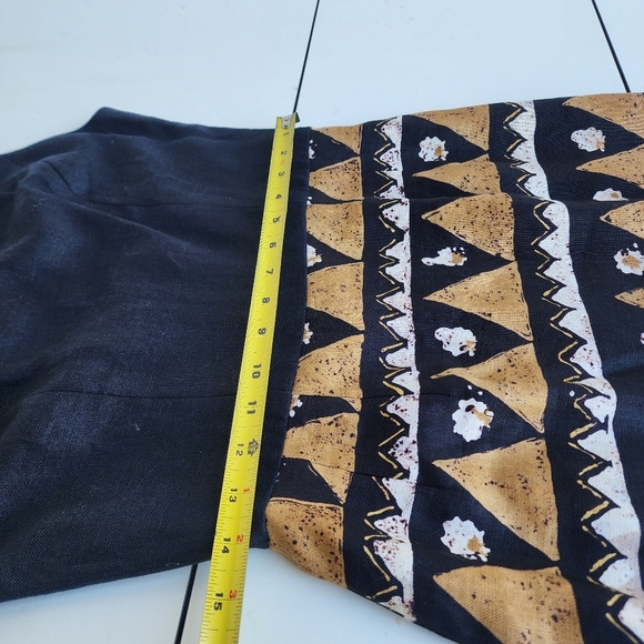 Richie Freeman For Teri Jon Black Tan Beige 100% Linen Sleveless Aztec Dress 6 - Picture 4 of 14